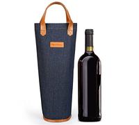 Kato Tirrinia Sac cadeau pour le vin, isolé et rembourré, pour le transport des bouteilles de vin en voyage, pique-nique, pour les amateurs de vin, bleu foncé