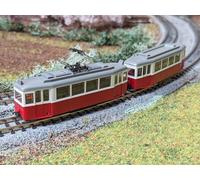 KATO Tramway Urbain Motorisé Rouge + Remorque Utilisé En Italie Échelle N 1/160