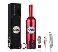 Kato Wine Accessories Gift Set - Kit ouvre-Bouteille de vin, Tire-Bouchon, Anneau Anti-Goutte, Coupe-Capsule, verseur et Bouchon de vin, Cadeau de la Saint-Valentin pour Les Amateurs de vin, Rouge