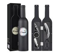 Kato Wine Accessories Gift Set - Kit ouvre-Bouteille de vin, Tire-Bouchon, Anneau Anti-Goutte, Coupe-Capsule, verseur et Bouchon de vin, Cadeau de la Saint-Valentin pour Les Amateurs de vin, Noir