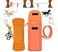 KATOLK Câble d'attache pour chien amélioré pour camping, système de chariot portable de 30,5 m pour 2 chiens, système d'attelage pour chien jusqu'à 113,4 kg, tapis de couloir pour chien, cour,