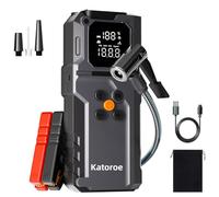 KATOROE Booster Batterie Voiture 4000A avec Compresseur, Aide au Démarrage de Voiture Jusqu’à 9L Essence et 7L Diesel, Batterie de Démarrage Portable avec Écran Numérique et Lampe LED