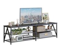 Katrawu Meuble TV pour TV jusqu'à 75", long meuble TV de 177,8 cm de long avec 3 étagères de rangement, chêne noir