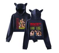 Katseye 2025 The Beautiful Chaos Tour Merch Sweat à capuche oreilles de chat - EYEKONS Pull pour femme Mode Concert Fans Vêtements de soutien, bleu marine, S