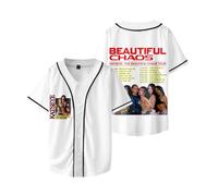KATSEYE 2025 The Beautiful Chaos Tour Merch T-Shirt - Veste de baseball unisexe à manches courtes pour les fans d'EYEKONS, blanc, M
