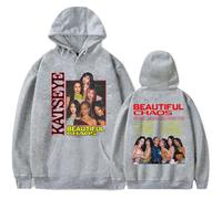 Katseye Sweat à capuche unisexe The Beautiful Chaos Tour Merch 2025 - Mode Eyekons - Soutien des fans - Vêtements de concert - Pull graphique, gris, XS