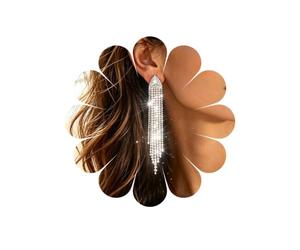 Katshdan Boucles d'oreilles pendantes à pampilles et strass | Boucles d'oreilles pendantes « Gold Cz Chandelier » en alliage recouvert de strass étincelants. Pour les mariages