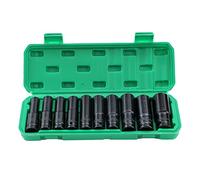 KATSU 1/2" Jeu de Douilles Profondes Impact 10 Pièces 8mm-24mm Métrique Clé Jeu de Douilles à Chocs Profondes, Outil de Réparation de Moteurs Tracteurs Camions (Budget)