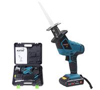 Katsu 102757 - Mini scie sabre sans fil 21 V, alimentée par piles, 4 lames et 1 batterie 1,2 Ah incluse pour métal, bois, PVC, élagage d'arbres