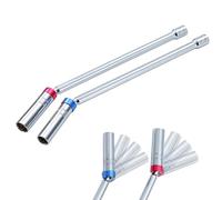 KATSU 2 Pièces Clés à Bougie Magnétique 14mm 16mm 3/8" 12 Points CR-V Flexible Douille à Bougie Magnétique Pivotante à Paroi Mince Outil de Retrait de Clé, Longueur 310mm