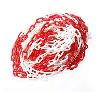 KATSU Barrière à Chaînes en Plastique 25 Mètres, 5mmx25m Haute Visibilité Blanc et Rouge pour Avertissement Espace de Stationnement de Sécurité, le Contrôle des Foules, la Circulation 990937