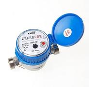 KATSU Compteur d'Eau Froide 13 mm Plastique ABS Jardin Maison Débit d'Eau Compteur de Mesure avec Raccords en Laiton, Compteur à Sec