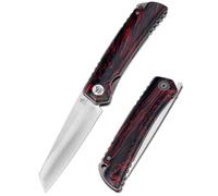 KATSU Couteau japonais de poche pliant, manche G10, lame en acier D2, couteau de survie et de sauvetage, couteau EDC avec étui en cuir