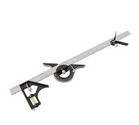 KATSU Équerre Combinée 600mm Avec Rapporteur d'Angle à Niveau à Bulle, Tête droite et Tête à Centrer Multifonction Réglable Angle Droit Règle Ingénieur Outil de Mesure de Charpentier