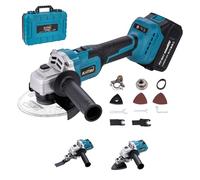 KATSU FIT-BAT 21V Meuleuse d'Angle sans Fil Brushless 115mm 125mm Moteur sans Balais avec 3,0Ah Batterie et Kits d'Accessoires Multi-outils Oscillants pour Meulage, Polissage
