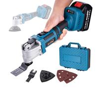 KATSU FIT-BAT 21V Outil Multifonction Oscillant sans Fil Brushless Moteur sans Balais avec 3,0 Ah Batterie et Chargeur, 6 Vitesses, Système de Changement Rapide, pour Ponçage Meulage