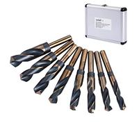 KATSU Jeu de Forets à Tige Réduite 8 Pièces, Forets Hélicoïdaux HSS Forgeron Impérial en Acier Rapide 9/16 "-1" Tige 1/2" pour Bois Métal Acier, dans un Boîtier en Aluminium 12697006