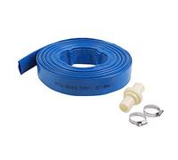 KATSU Layflat Tuyau de Refoulement 20 m x 32 mm, avec 2 Clips et Connecteur, Convient aux Pompes Submersibles et Pompes à eau pour étang de Drainage, Irrigation de Jardin, Piscine, Bleu 664435