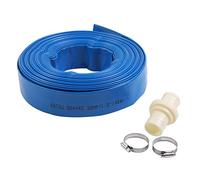 KATSU Layflat Tuyau de Refoulement 20 m x 38 mm, avec 2 Clips et Connecteur, Convient aux Pompes Submersibles et Pompes à eau pour étang de Drainage, Irrigation de Jardin, Piscine, Bleu 664445