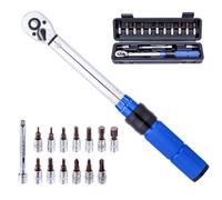 Katsu Lot de 15 clés dynamométriques 6,35 mm 2-24 Nm 72 dents pour vélo avec embouts hexagonaux et Torx et barre d'extension pour réparation de vélos de route et de montagne
