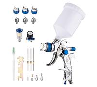 KATSU Pistolet à Peinture à Alimentation par gravité 600 CC avec 4 Buses en cuivre 1,4/1,7/2,0/2,5 mm, régulateur d'air avec manomètre et diffuseur d'air, pulvérisateur de Peinture pneumatique