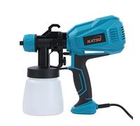 KATSU Pistolet de Peinture Électrique 400W 800ml avec 3 Buses et 3 Modes de Pulvérisation pour Clôtures, Murs, Plafonds, Traitement du Bois, Meubles, sous-Couche 100490