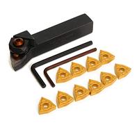 KATSU Porte-outil de Tournage de Tour à Plaquettes Indexables 16X100mm avec 10 Plaquettes WWLNR1616H08 & WNMG0804 Plaquettes 111100