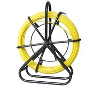 KATSU Rodder de conduit en fibre de verre 6x50M avec support et frein en acier, outil d'installation de câble électrique en fibre de verre, enfileur de câble de pipeline d'électricien