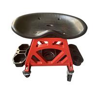 KATSU Tabouret d'Atelier à roulettes et Plateaux de Rangement d'Outils, Charge Max 136 kg, Mécanicien Siège Roulant Chaise de Travail de Réparation pour Garage Atelier