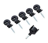 KATSU Tools Lot de 100 isolateurs annulaires à visser pour clôture électrique + mandrin de serrage, accessoires pour poteaux en bois de prairie de clôture pour cordes, fils et torons