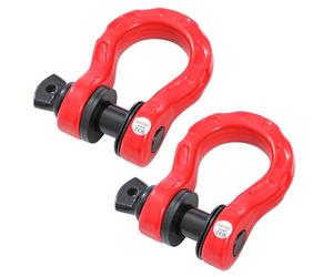 KATSU Tools Lot de 2 manilles de remorquage avec goupille de sécurité et rondelles de 7/8 po, résistance à la rupture de 68 000 lb, câble de treuil pour récupération hors route 4x4, rouge