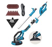 KATSU Tools Ponceuse électrique pour cloison sèche 950 W avec double disque (ronde + triangulaire), poignée télescopique pliable en aluminium, lampe torche LED, 6 vitesses variables, 12 papiers