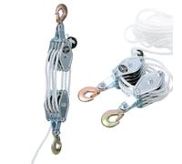 KATSU Tools Poulie de Levage, Résistance 4400lbs, Corde Nylon 20m x 8mm, Crochets Acier, pour Garage et Construction