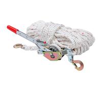 KATSU Tools Treuil à Cliquet Renforcé 3/4 T, Corde 30m x 15mm, 2 Crochets en Acier, Treuil de Traction pour Bateaux, Remorques, Bûches, Abattage d’Arbres et Plus