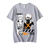 Katsuki Bakugou T-Shirt My Hero Academia Anime Graphique Homme Streetwear Harajuku Mode Décontracté Cool (Color 02,S)