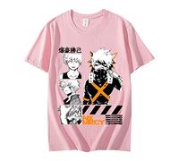 Katsuki Bakugou T-Shirt My Hero Academia Anime Graphique Homme Streetwear Harajuku Mode Décontracté Cool (Color 04,S)