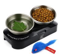 KatSupreme Gamelles inclinées pour Chat - Gamelles surélevées pour Chat - Ensemble de gamelles Anti-vomissements pour Chat en Acier Inoxydable avec Support - Gamelles orthopédiques pour Chat