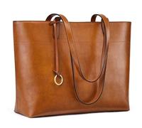 Kattee Grand sac fourre-tout vintage en cuir véritable pour femme avec compartiment à fermeture éclair, marron clair
