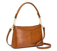Kattee Petit sac à bandoulière en cuir véritable pour femme avec 2 sangles détachables, 6 emplacements pour cartes, marron clair, Décontracté