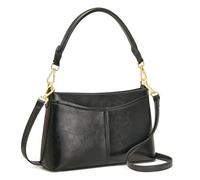 Kattee Petit sac à bandoulière en cuir véritable pour femme avec 2 sangles détachables, 6 emplacements pour cartes, noir, Décontracté