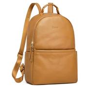 Kattee Sac à dos en cuir pour femme, imperméable, antivol, tendance, décontracté, voyage, marron, M
