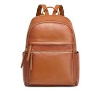 Kattee Sac à dos en cuir véritable pour femme Multifonctionnel Élégant Sac à dos de jour en cuir souple Sac à bandoulière pour le shopping, Marron-2., L, Rétro