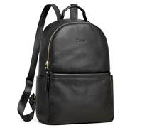 Kattee Sac à dos en cuir véritable pour femme, sac à dos antivol doux, décontracté, tendance, noir, 11.4 x 5.1 x 14.6 inches
