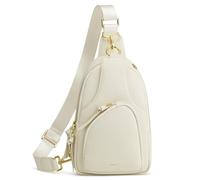 Kattee Sac Bandoulière pour Femmes Sac de Ceinture en Cuir Petite Pochette de Poitrine avec Blocage RFID pour Voyages et Activités de Plein Air, beige, 10.2 pouces