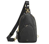 Kattee Sac Bandoulière pour Femmes Sac de Ceinture en Cuir Petite Pochette de Poitrine avec Bloquer RFID pour Voyage et Plein Air, Noir , Einheitsgröße