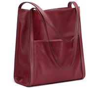 Kattee Sac fourre-tout en cuir pour femme, sac à main et sac à main en cuir, taille moyenne, rouge vin, Large, Classique
