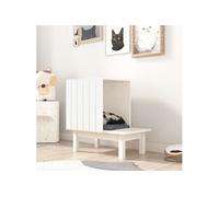 Kattenhuis 60x36x60 cm massief grenenhout wit822453
