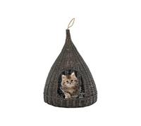 Kattenhuis met kussen tipi 40x60 cm natuurlijk wilgen grijs170778