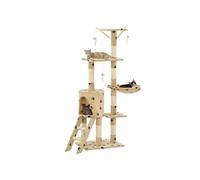 Arbre À Chat Avec Griffoir En Sisal 138cm Beige Motif De Pattes