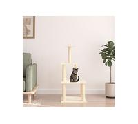 Kattenmeubel met sisal krabpalen 111 cm crÃmekleurig171732